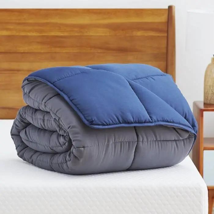 King All Seasons Grey/Navy Reversible Polyester Down Alternative Comforter by HomePacific