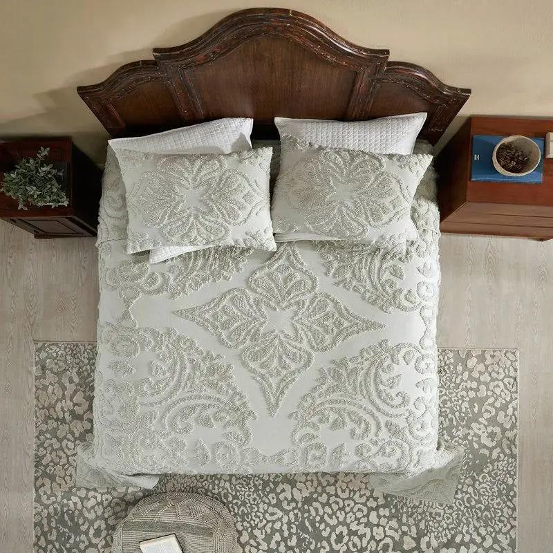 King Size 100-Percent Cotton Chenille 3-Piece Coverlet Bedspread Set in Sage by HomePacific