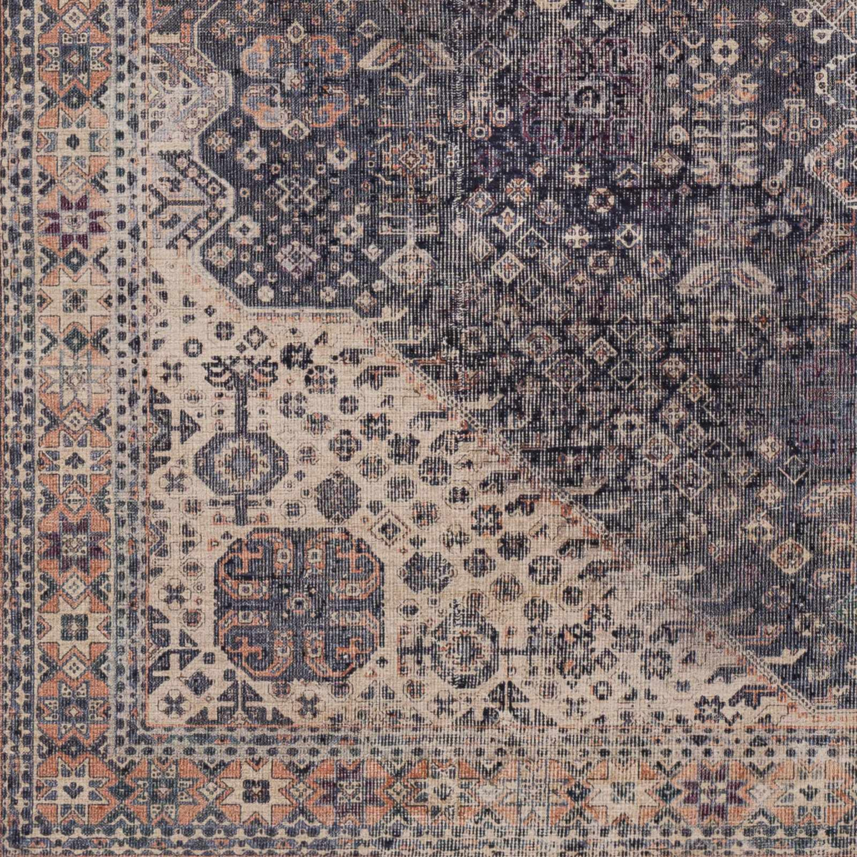 Kittrell Vintage Flat Pile Washable Rug - Clearance, sample swatch