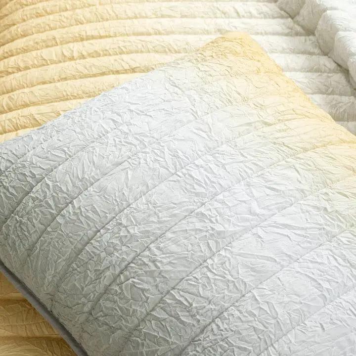 King size Yellow Orange Grey Lightweight Crinkle Fabric 3 Piece Quilt Set by HomePacific