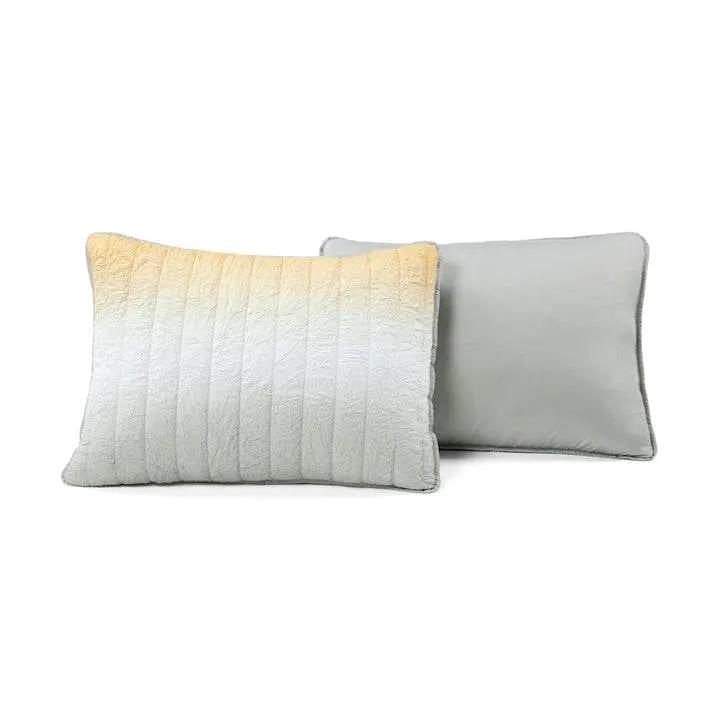 King size Yellow Orange Grey Lightweight Crinkle Fabric 3 Piece Quilt Set by HomePacific