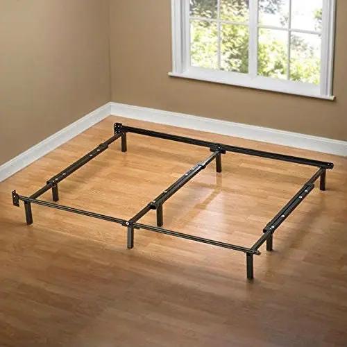 King size 9-Leg Adjustable Metal Bed Frame with Headboard Brackets by HomePacific