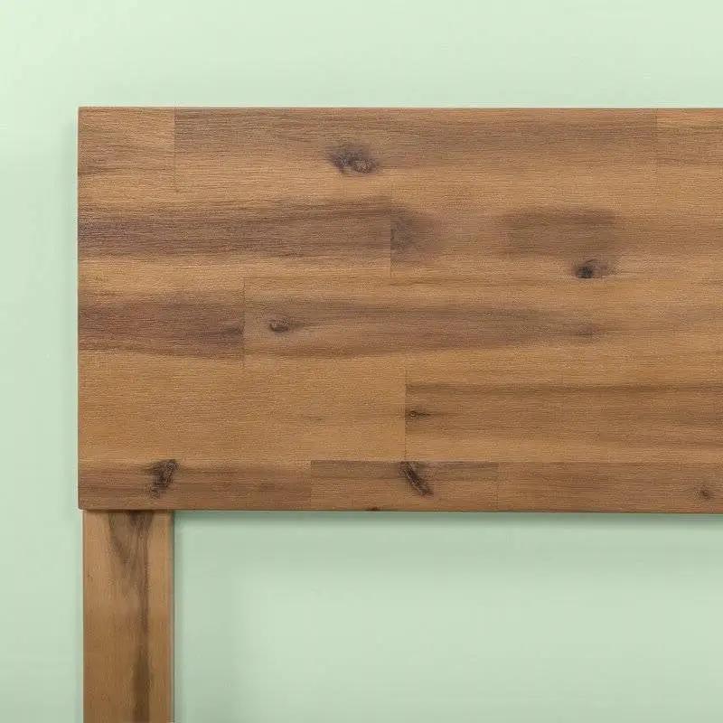 King size Modern Wood Platform Bed Frame with Headboard in Medium Brown by HomePacific