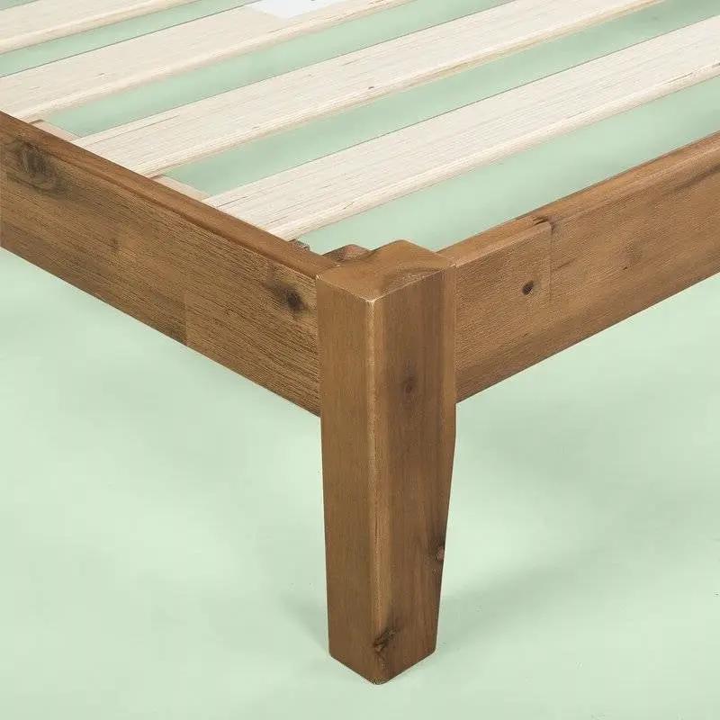 King size Modern Wood Platform Bed Frame with Headboard in Medium Brown by HomePacific