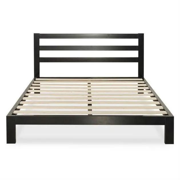 King size Heavy Duty Metal Platform Bed Frame with Headboard and Wood Slats by HomePacific