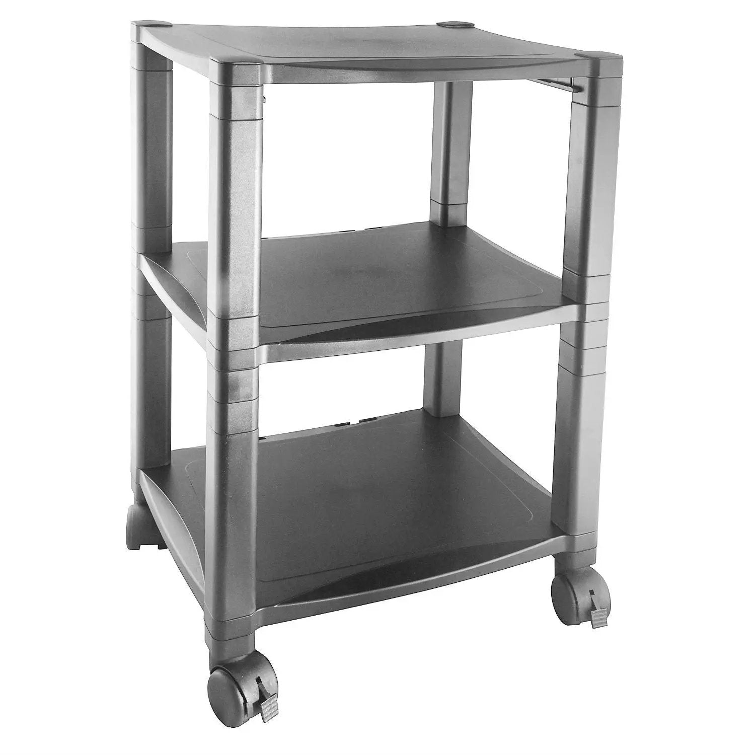 3-Shelf Mobile Printer Stand with Organizer Drawer in Black by HomePacific