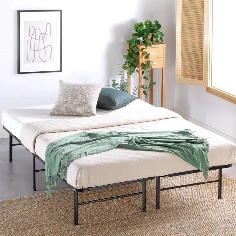 King size Metal Bed Frame with Bamboo Wood Slats by HomePacific