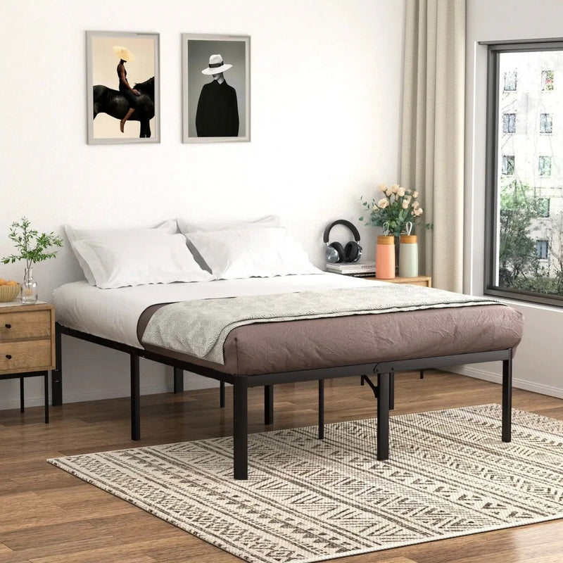King 18-inch Rounded Edge Corners Metal Bed Frame with Under-bed Storage Space by HomePacific