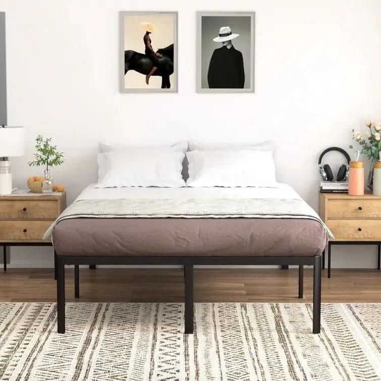 King 18-inch Rounded Edge Corners Metal Bed Frame with Under-bed Storage Space by HomePacific