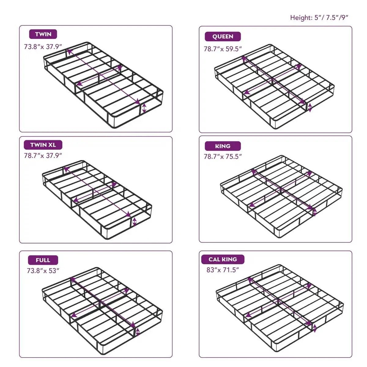 King size 5-inch Low Profile Metal Box Spring Mattress Foundation with Cover by HomePacific