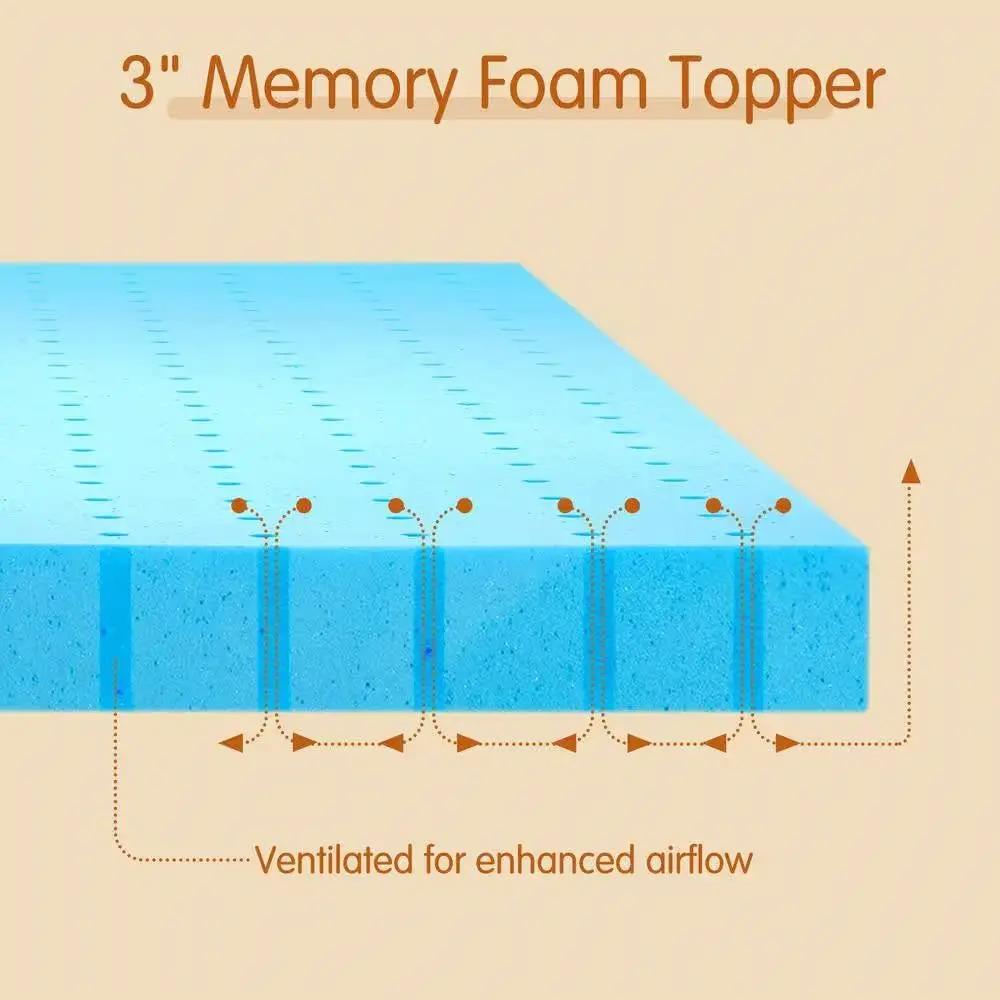 King size 3-inch Thick High Density Memory Foam Mattress Topper by HomePacific