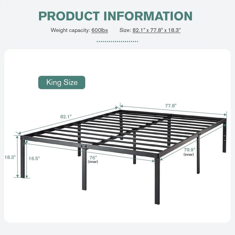King 18-inch Metal Platform Bed Frame with Under-Bed Storage Space by HomePacific