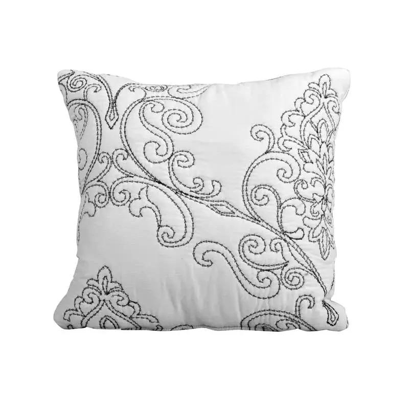 King size White Damask Embroidered 4 Piece Oversized Bedspread Set by HomePacific