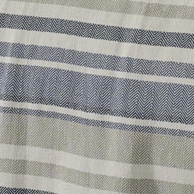 King size Navy Blue Tan Cream Chevron Stripe Lightweight Cotton Blanket by HomePacific