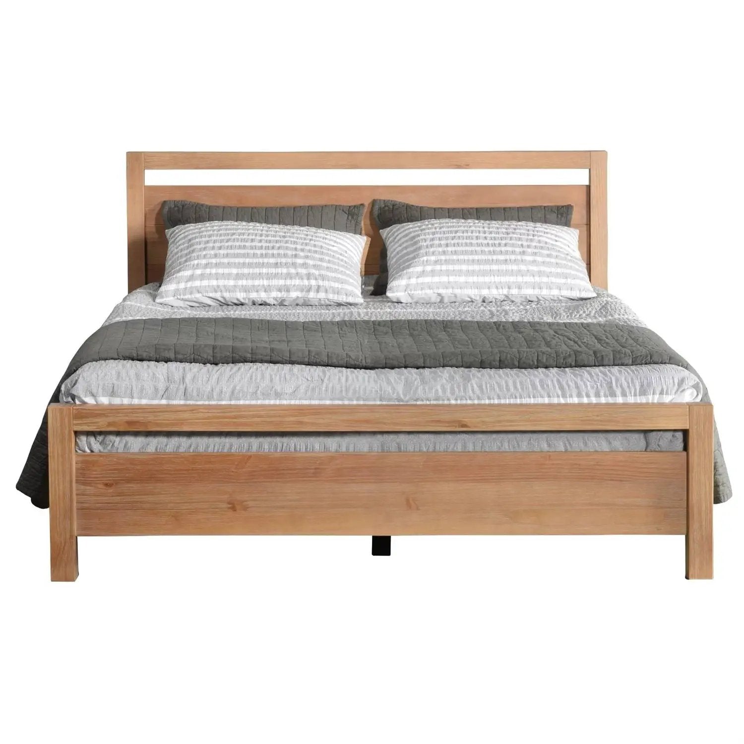 King size Farmhouse Solid Wood Platform Bed Frame with Headboard Footboard by HomePacific