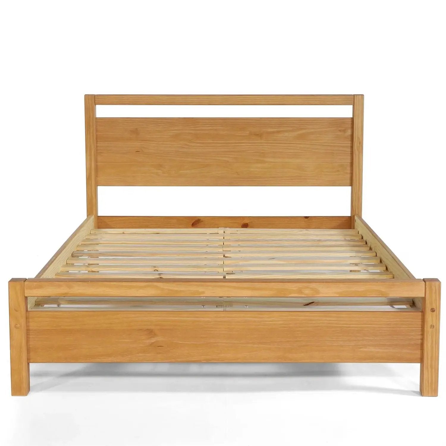 King size Farmhouse Solid Wood Platform Bed Frame with Headboard Footboard by HomePacific