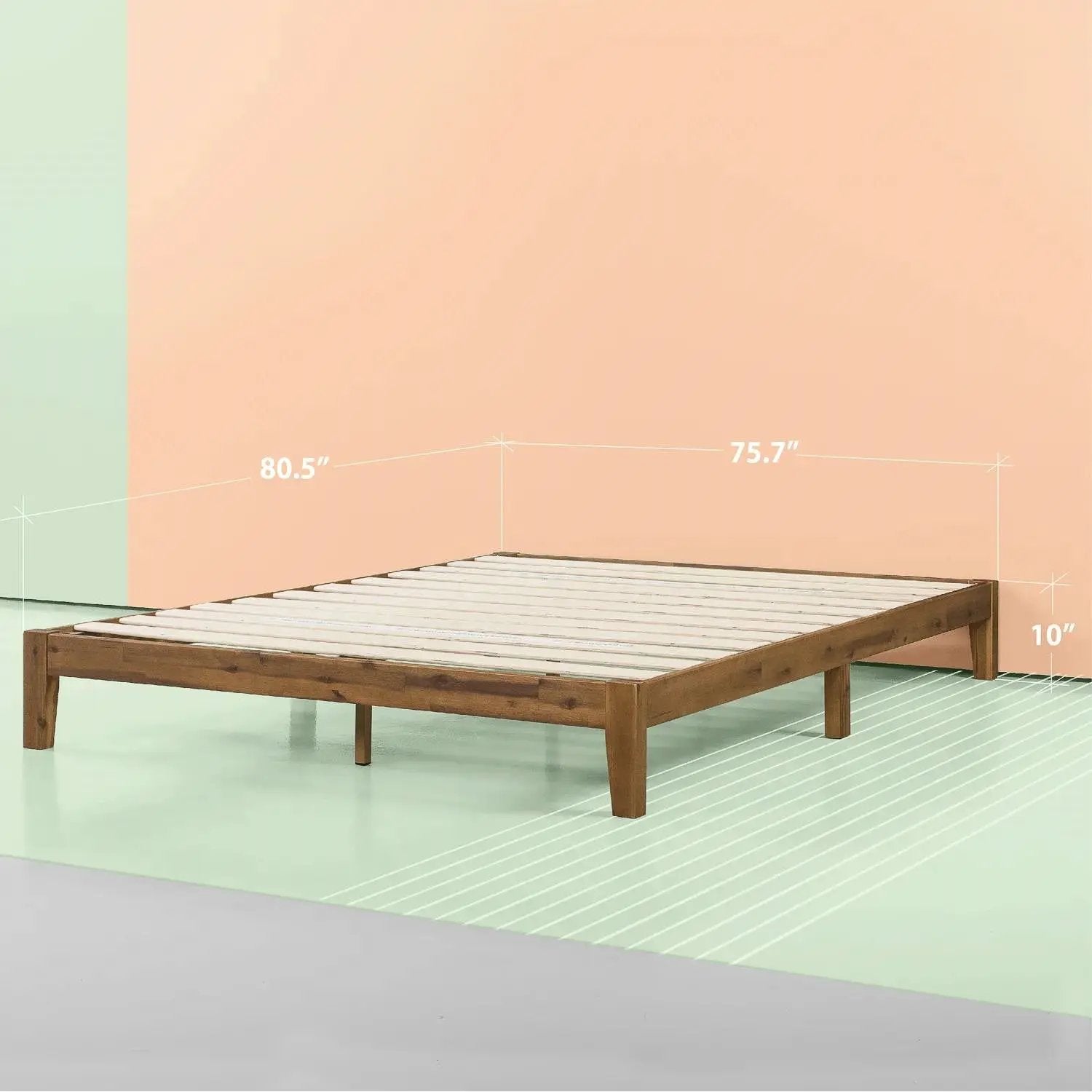 King Simple Modern Solid Wood Platform Bed Frame - 700 lb. Weight Capacity by HomePacific