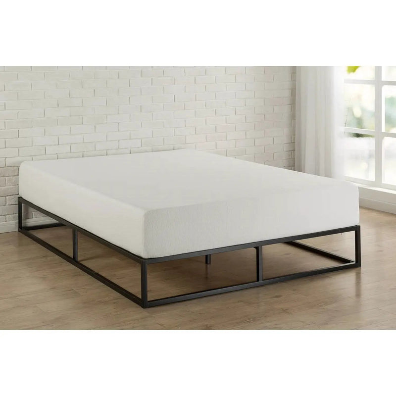 King size 10-inch Low Profile Modern Metal Wood Slat Platform Bed Frame by HomePacific