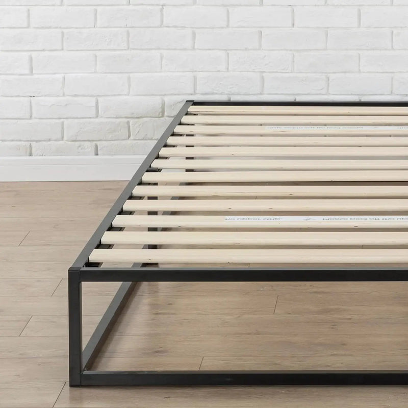 King size 10-inch Low Profile Modern Metal Wood Slat Platform Bed Frame by HomePacific