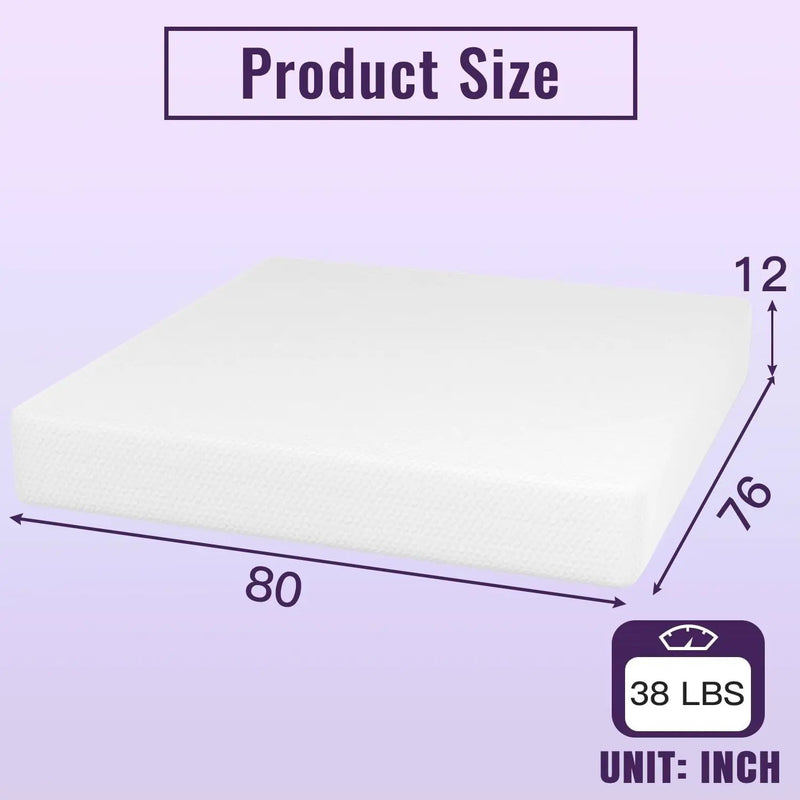 King size 12-inch Charcoal Infused Memory Foam Mattress with Removable Cover by HomePacific
