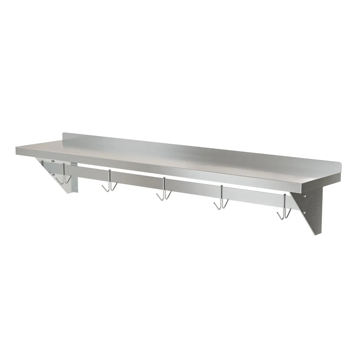 Stainless Steel Heavy Duty Wall Shelf with Pot Rack - 12 inches x 60 inches by HomePacific