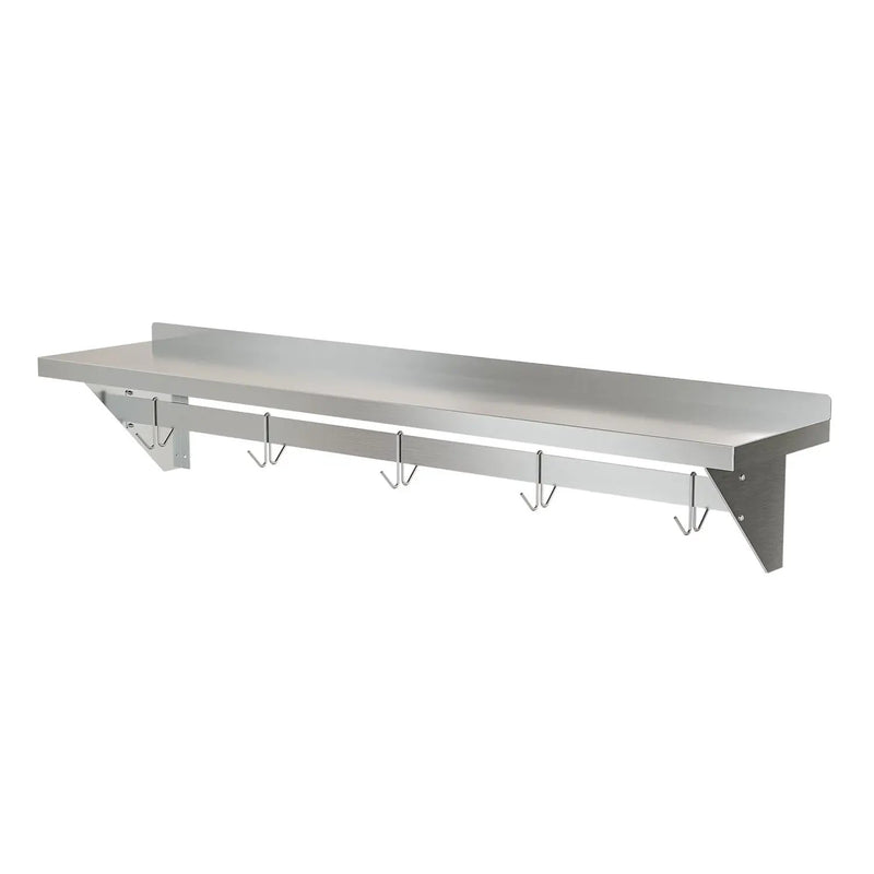Stainless Steel Heavy Duty Wall Shelf with Pot Rack - 12 inches x 60 inches by HomePacific