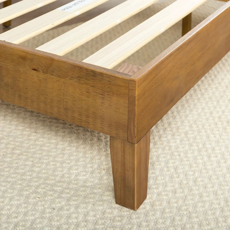 King size Modern Platform Bed Frame in Rustic Pine Finish by HomePacific
