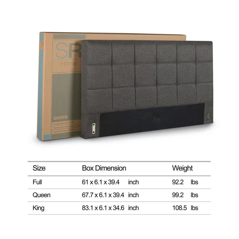King size Dark Grey Upholstered Platform Bed with Headboard by HomePacific
