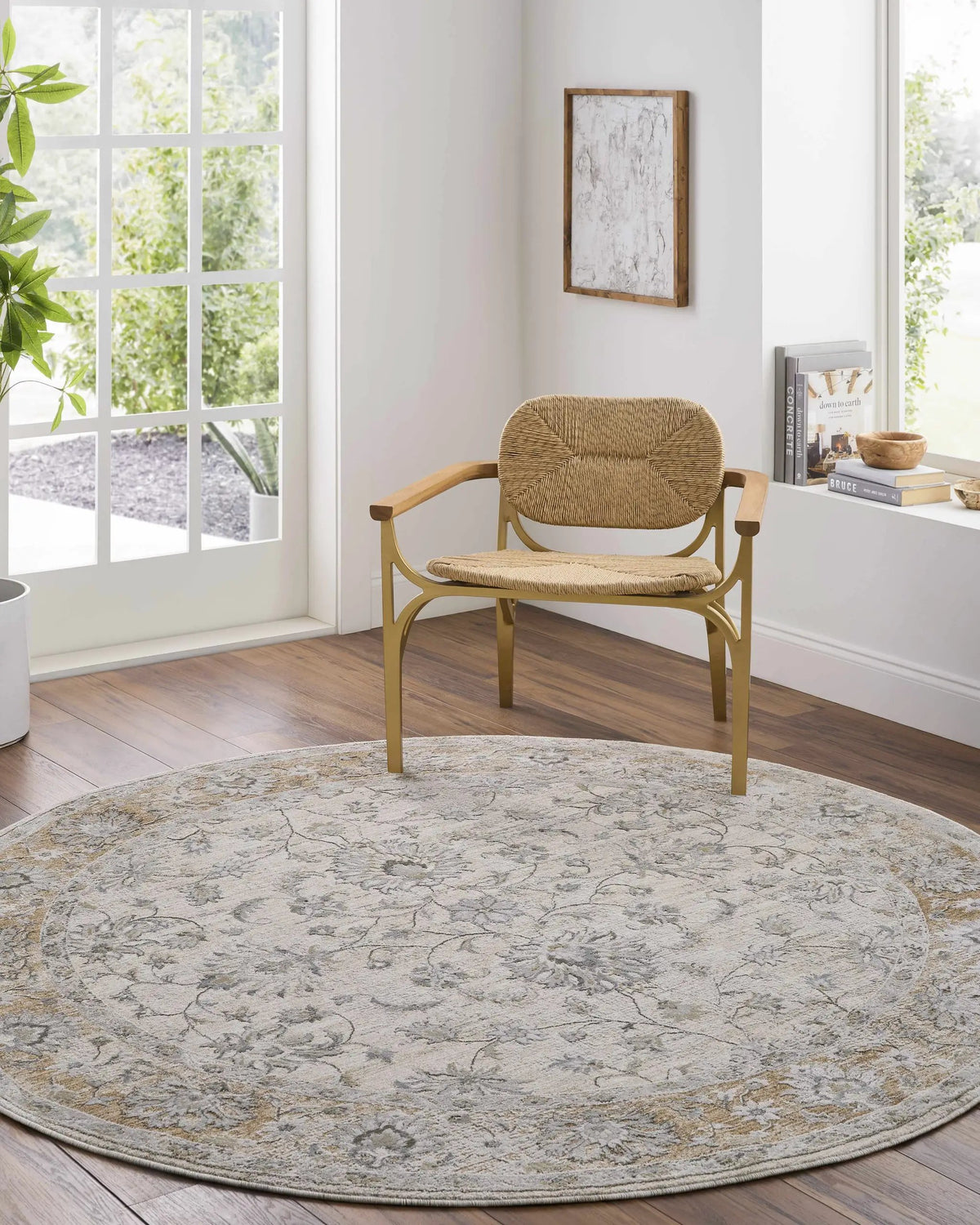 Kerem Cream Thick Luxe Damask Rug, installed in a room 7