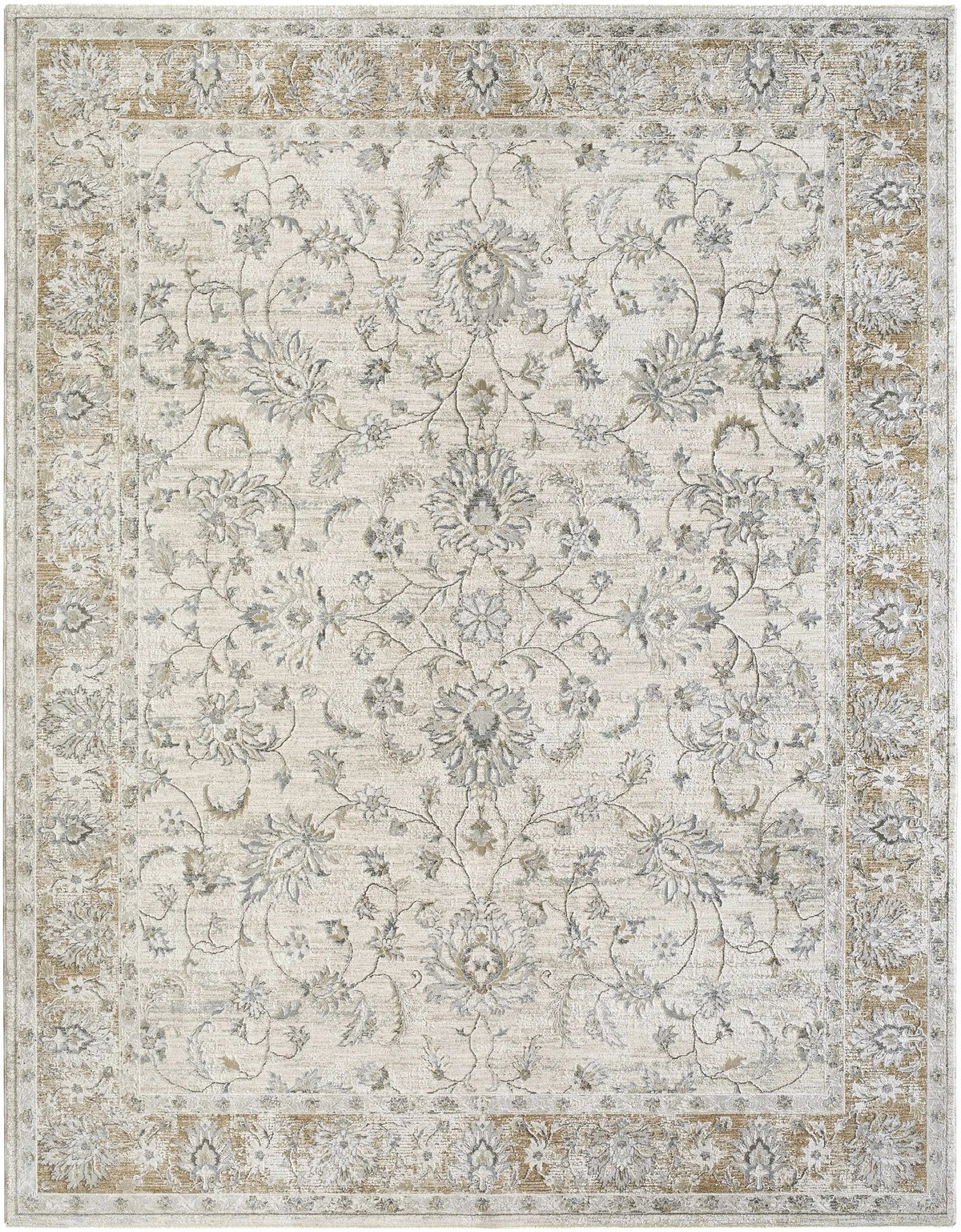 Kerem Cream Thick Luxe Damask Rug
