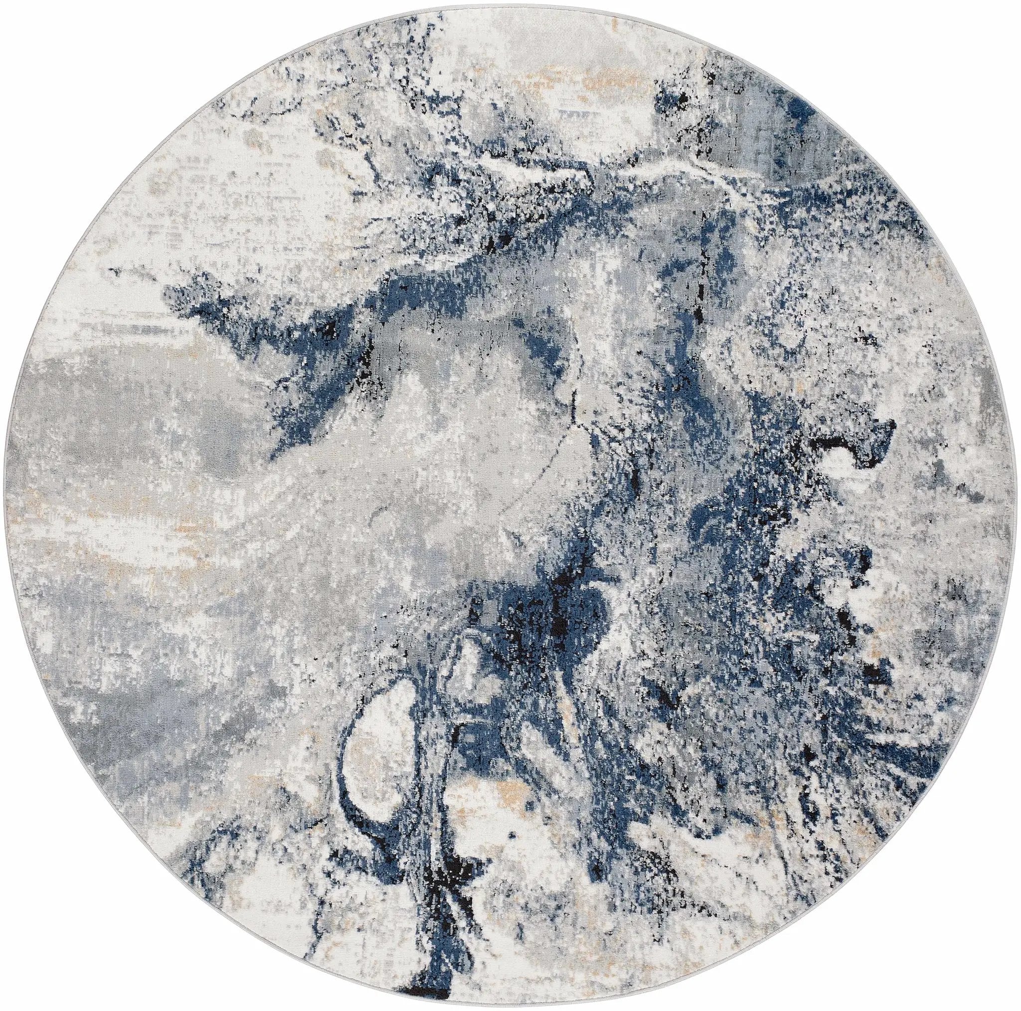 Kirkland Dark Blue Marble Rug by Boutique Rugs