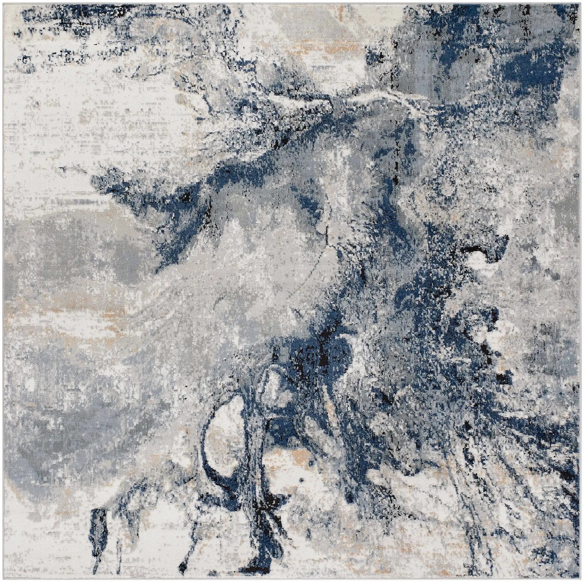 Kirkland Dark Blue Marble Rug by Boutique Rugs