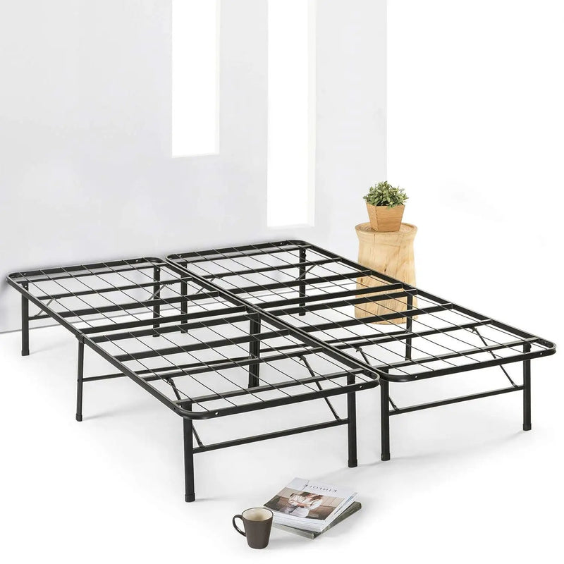 King size Folding Sturdy Metal Platform Bed Frame with Storage Space by HomePacific