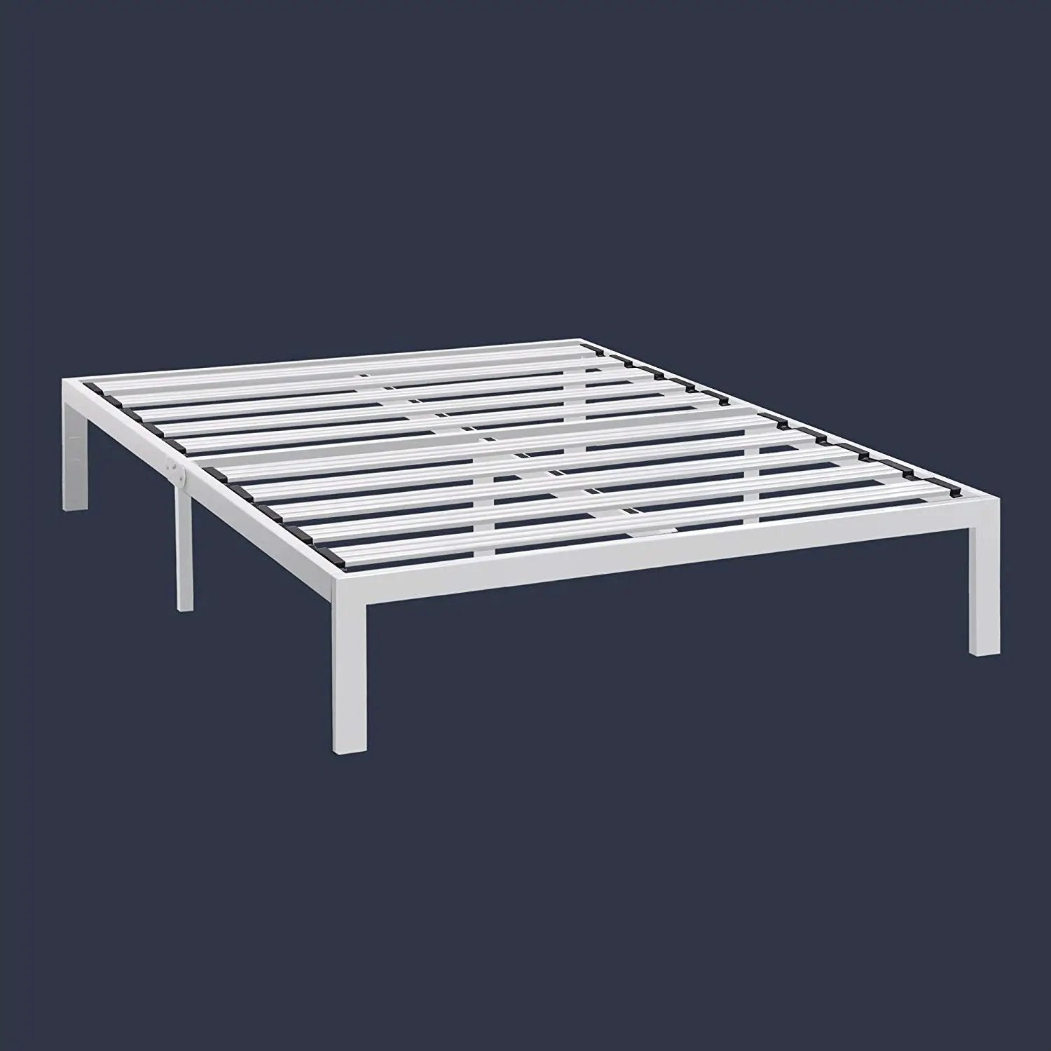 King Size Heavy Duty Metal Platform Bed Frame in White by HomePacific
