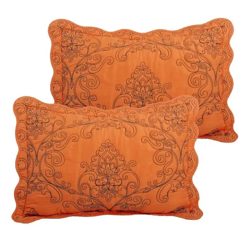 King size Orange Nectarine Damask Embroidered 4 Piece Oversized Bedspread Set by HomePacific