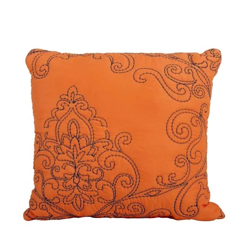 King size Orange Nectarine Damask Embroidered 4 Piece Oversized Bedspread Set by HomePacific