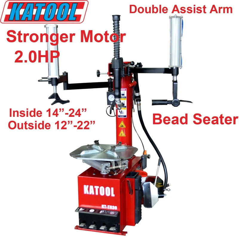 Katool KT-T830 Tire Changer w/ Bead Blaster, Max 24" Rim Clamping by Chery Industrial