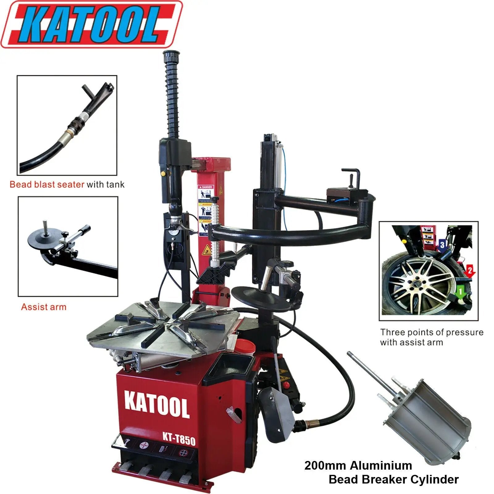 Katool KT-T850 Tilt Back Tire Changer w/ Bead Blaster, Max 28" Rim Clamping by Chery Industrial