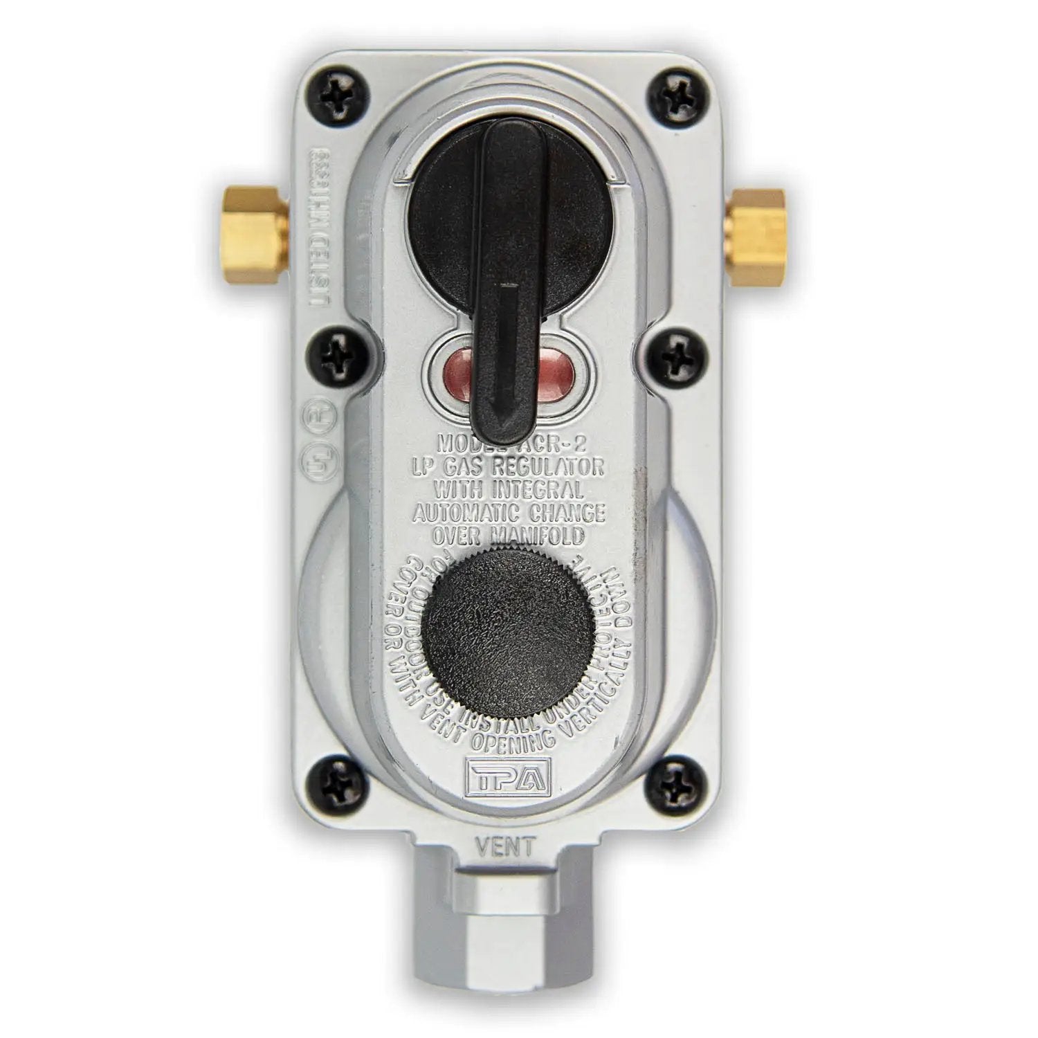 Flame King 2 Stage Auto Propane Gas Regulator with Pls Cover & Long Mount Bracket & 2-12" Pigtails by Flame King Products