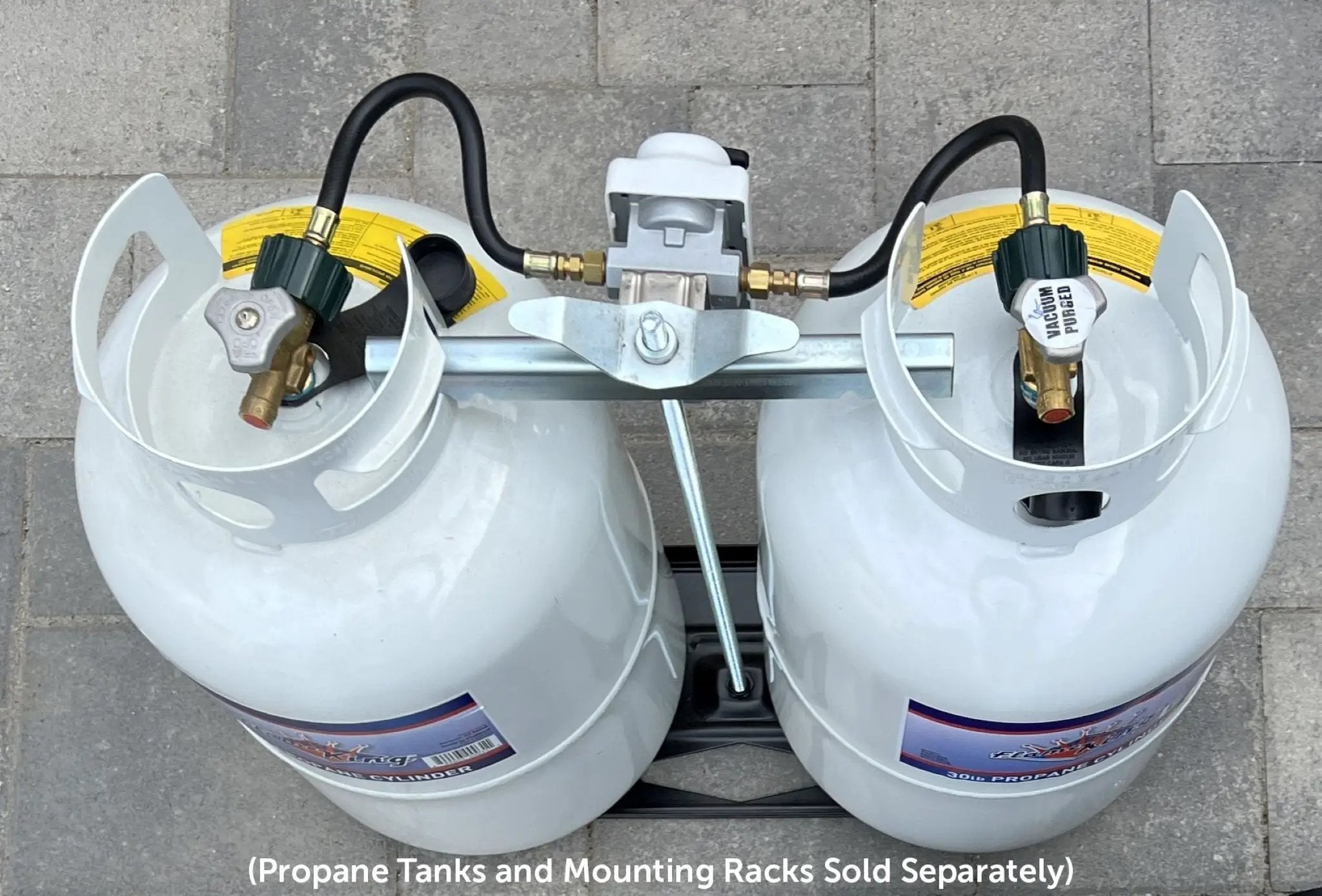 Flame King 2 Stage Auto Propane Gas Regulator with Pls Cover & Long Mount Bracket & 2-12" Pigtails by Flame King Products