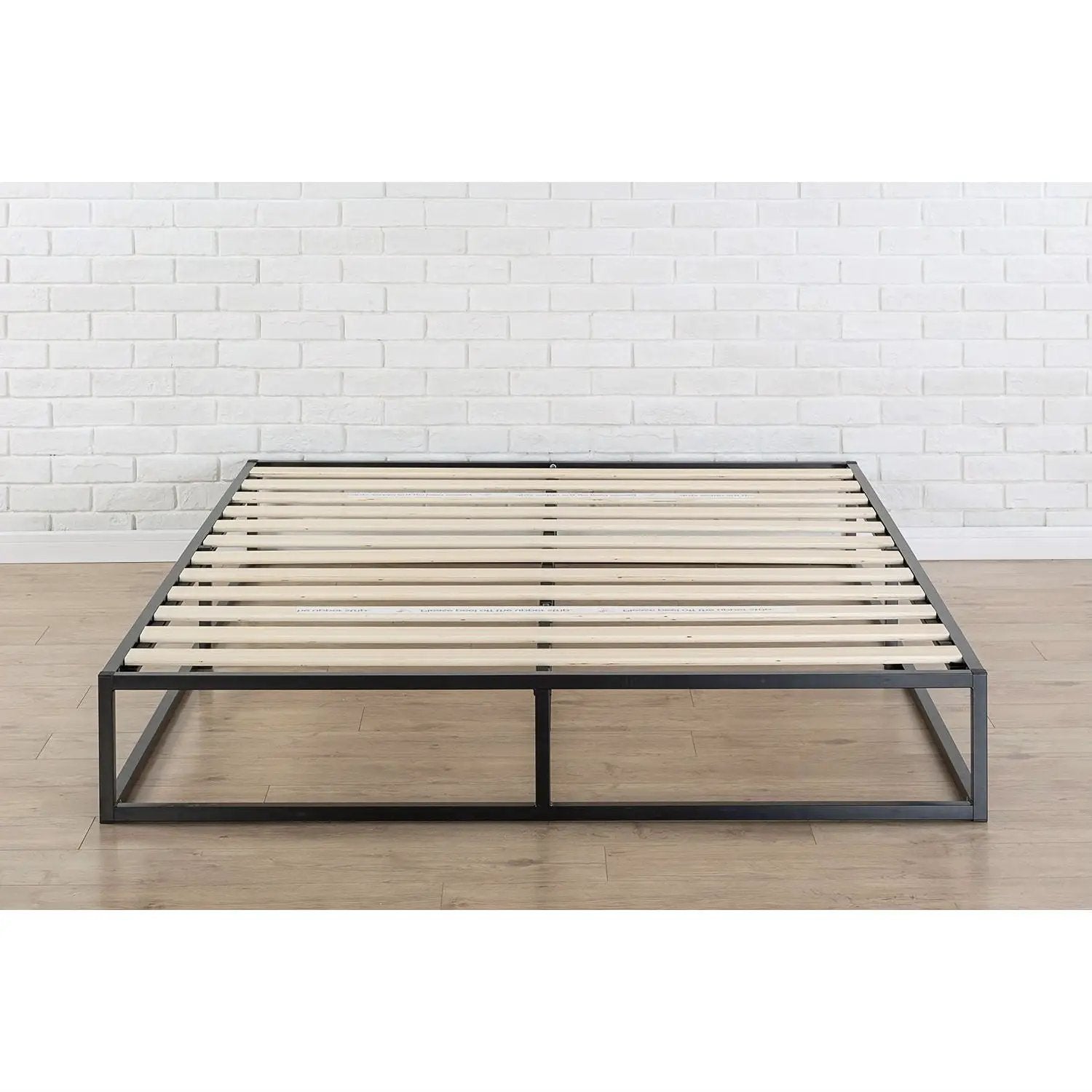 King size Modern 10-inch Low Profile Metal Platform Bed Frame with Wood Slats by HomePacific