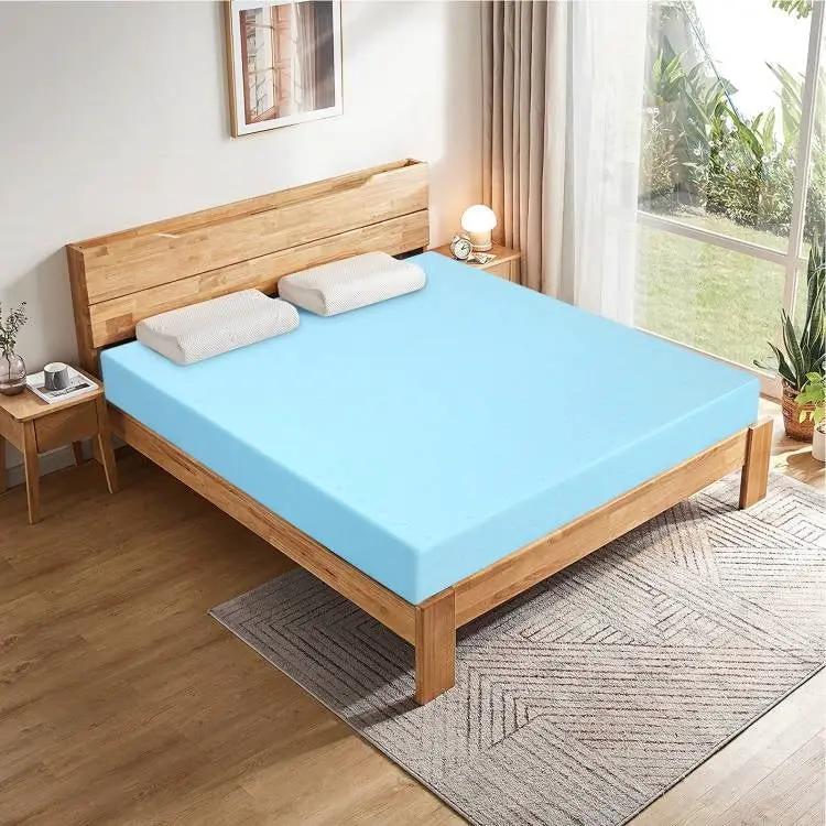 King size 3-inch Thick Gel-Infused Air Foam Mattress Topper in Light Blue by HomePacific