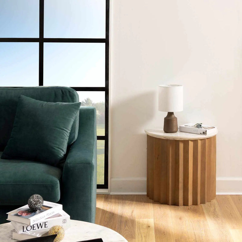 Kumlu Ribbed Ceramic White Table Lamp by Boutique Rugs