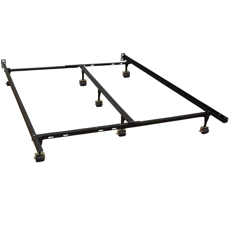 King size Heavy Duty 7-Leg Metal Bed Frame with Locking Rug Roller Casters Wheels by HomePacific