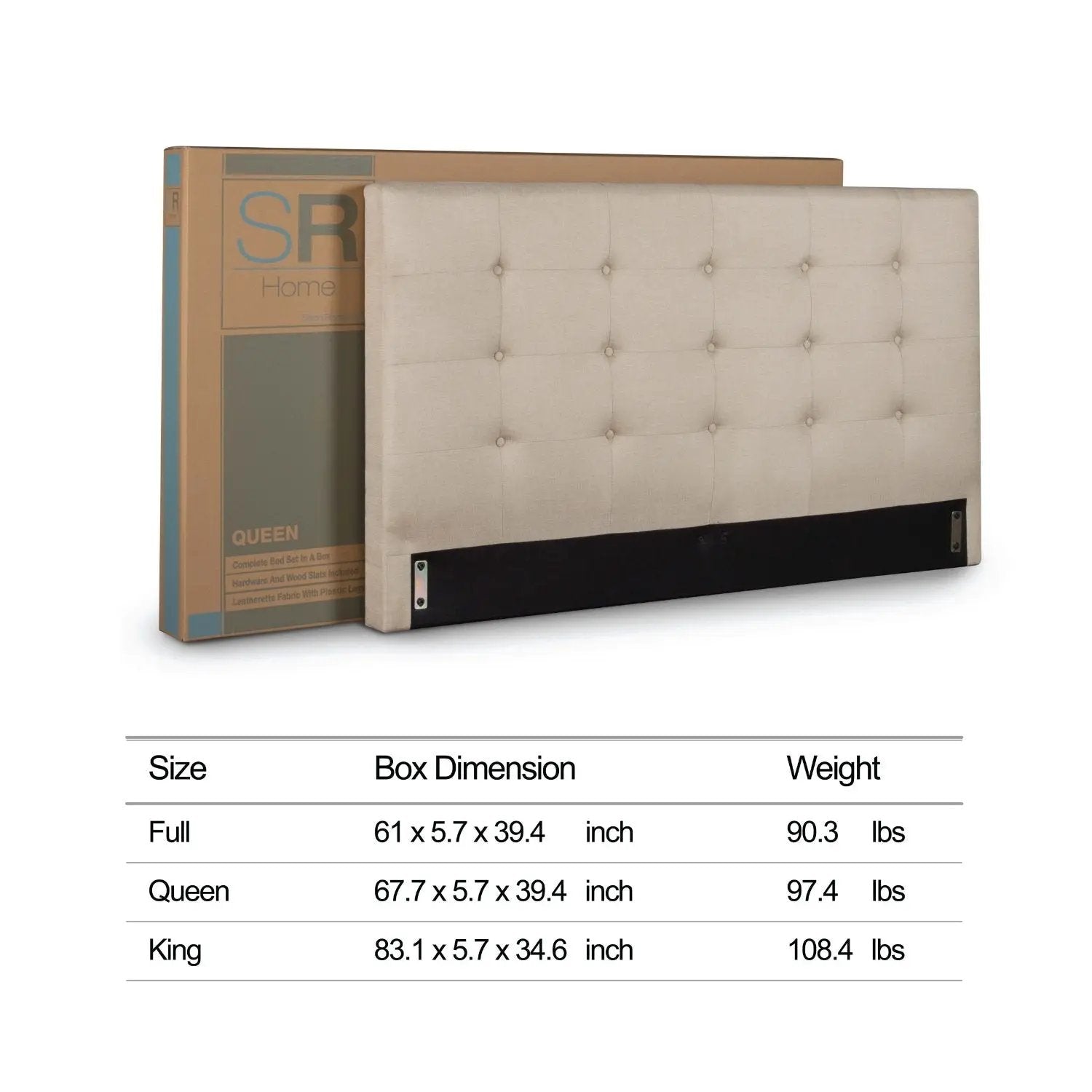 King size Upholstered Platform Bed Frame with Button Tufted Headboard in Taupe by HomePacific