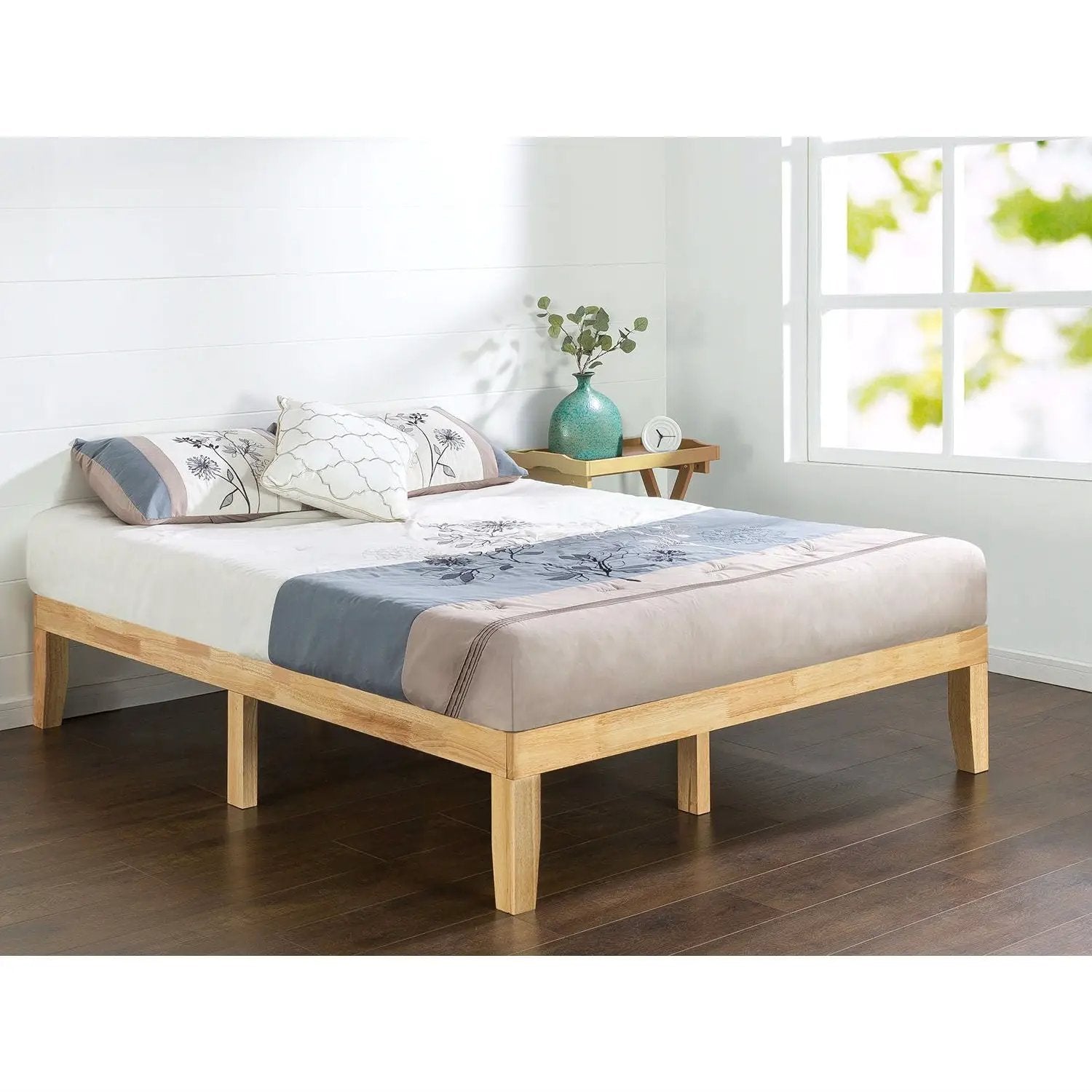 King size Solid Wood Platform Bed Frame in Natural Finish by HomePacific