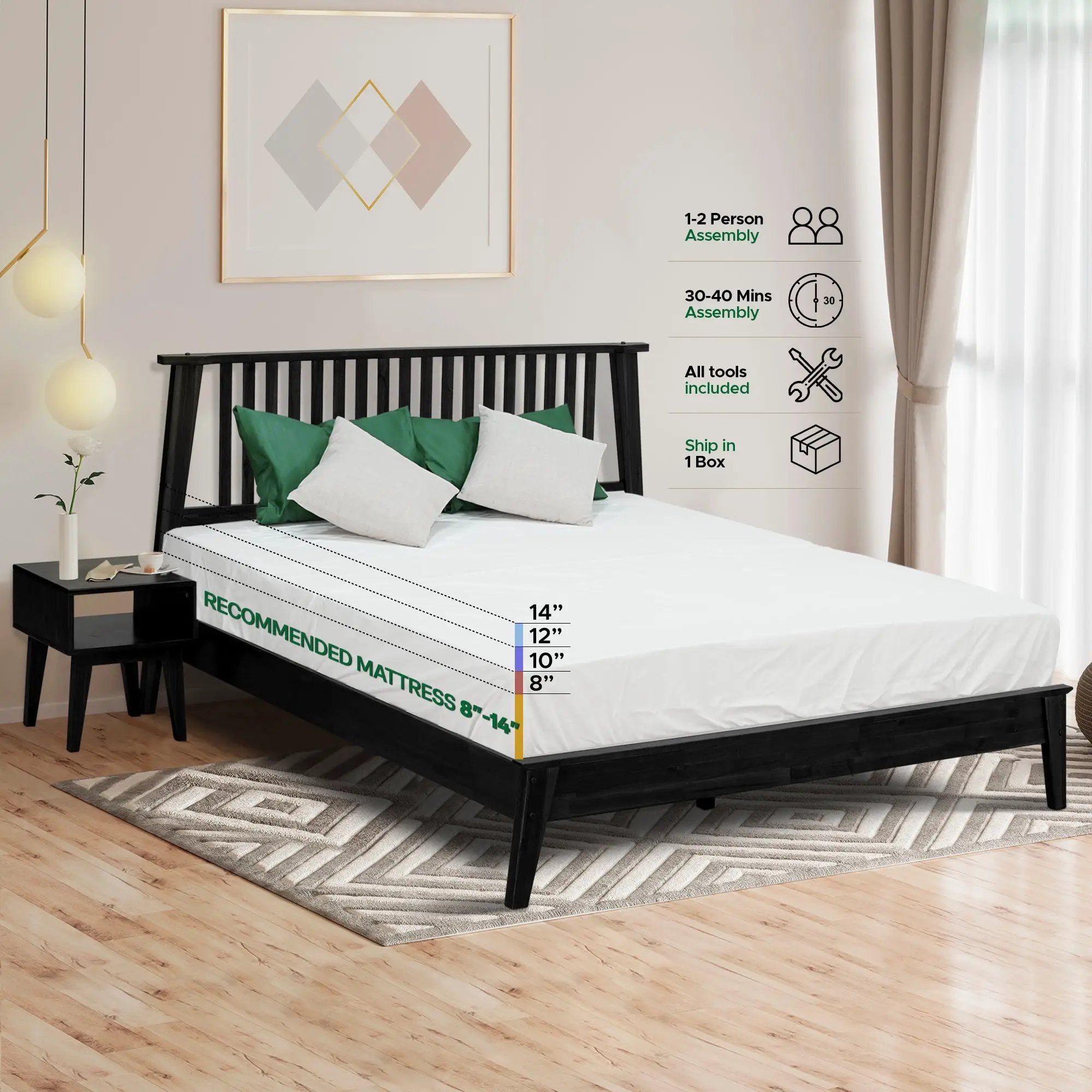 Kaylin Solid Wood Bed Frame by Megsu