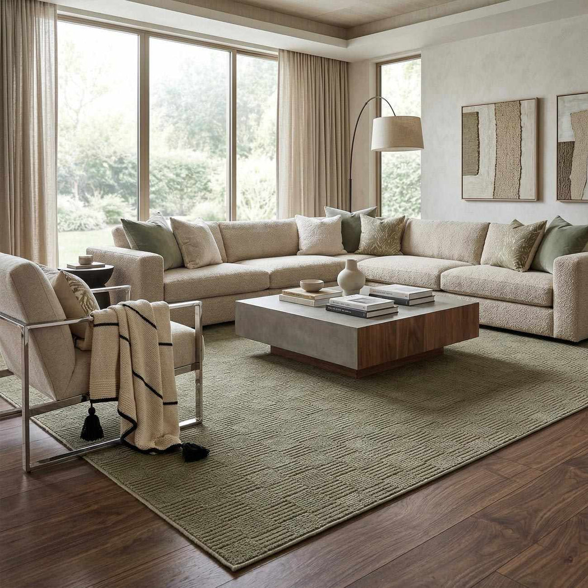 Kazuma Green Washable Area Rug, photo 9 of 14