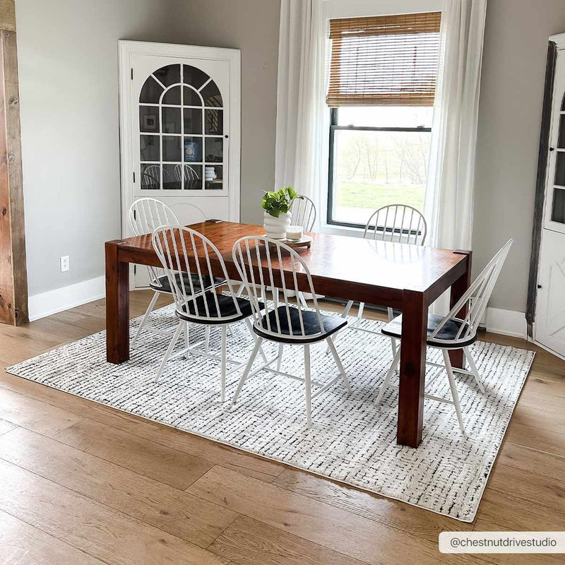 Keita Cream & Black Grid Plush Rug by Boutique Rugs