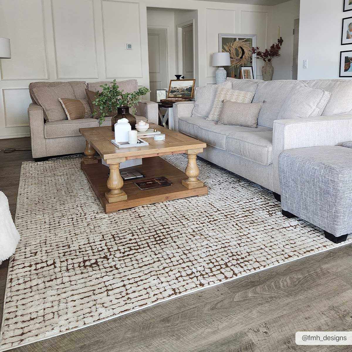 Keita Cream & Brown Area Rug by Boutique Rugs